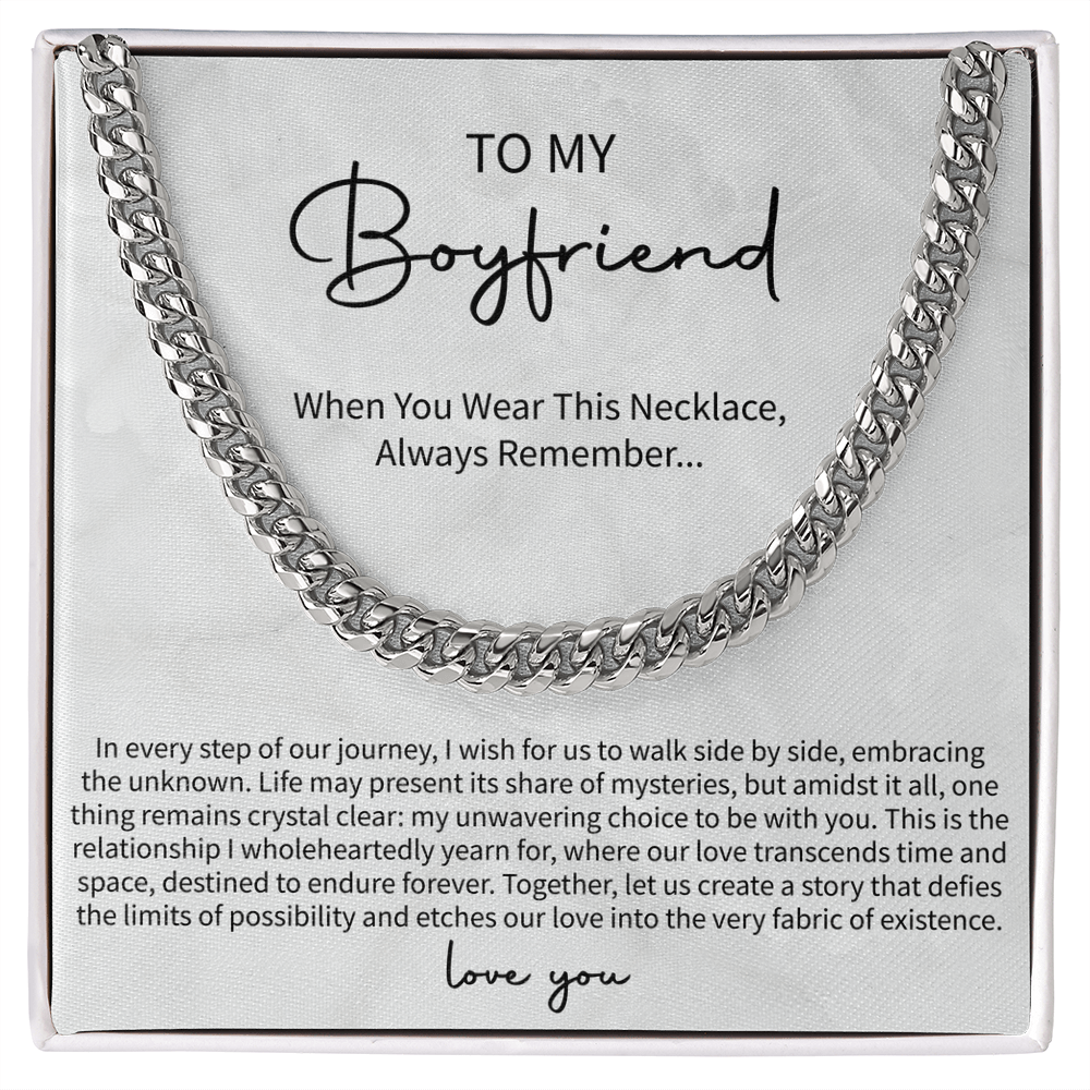 To My Boyfriend Cuban Chain Necklace, Promise Necklace For Boyfriend, Boyfriend Necklace, Anniversary Necklace Gift For Boyfriend, Valentines Day - Beauty Belliss